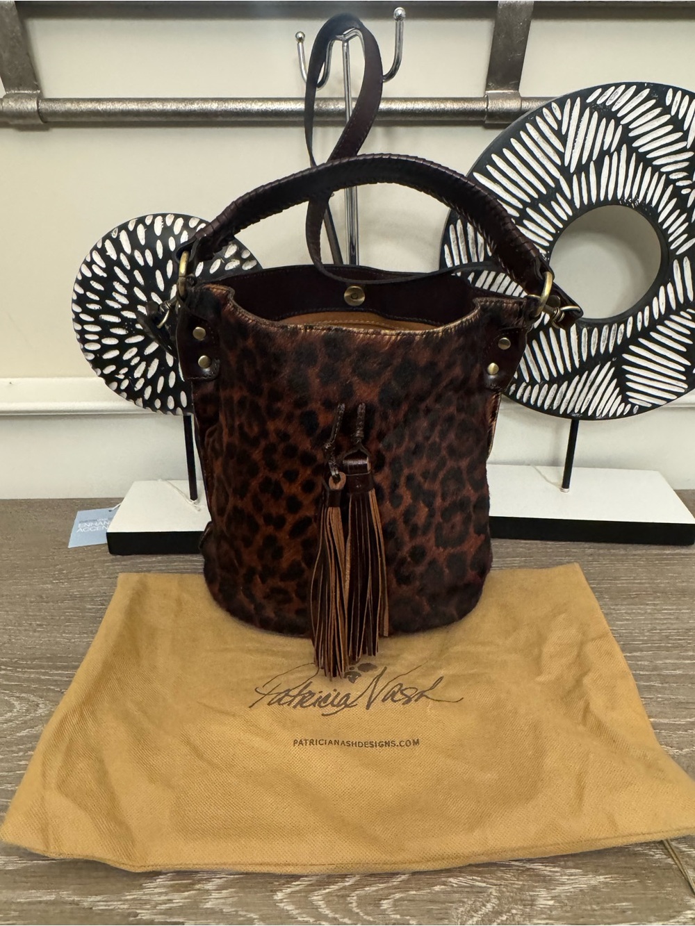 Patricia Nash Brown Leopard-Print Leather Hobo with Tassel